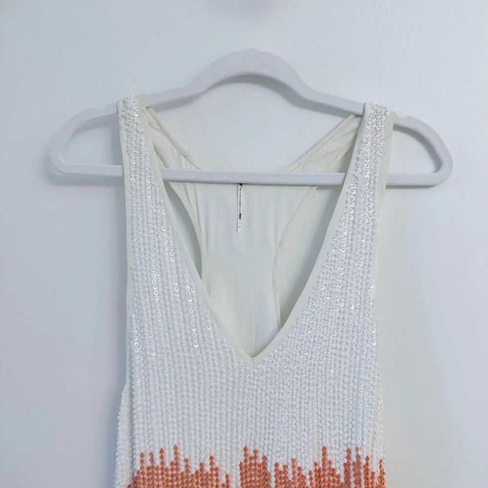 Free people Iryna Dip Dye Tank Dress Small Orange Combo Boho MSRP $320.00